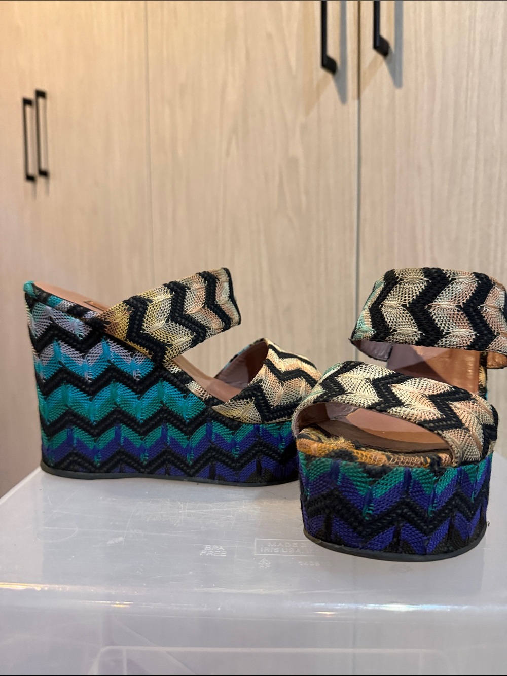 Missoni Multicolor Chevron Woven Platform Sandal - Picture 2 of 8